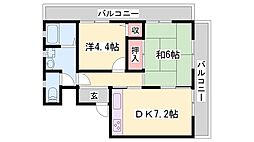 クリーンピア下寺町 2DKの間取図画像