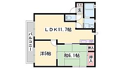友・フラット 2LDKの間取図画像