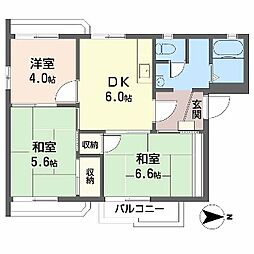 タウニィ中津 3DKの間取図画像