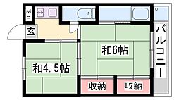 ビレッジハウス志方1号棟 2Kの間取図画像