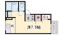 コーポ有明 1階1Kの間取り