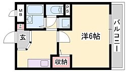 ハビテーション今宿 1Kの間取図画像