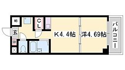 土井ハイツ北条口 1Kの間取図画像