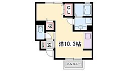 アバンセグリーンII 1階ワンルームの間取り