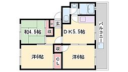 ル・シェルブルーはりま 3階3DKの間取り