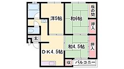 恵美酒ガーデンコート 3DKの間取図画像