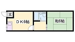 緑風荘 1DKの間取図画像
