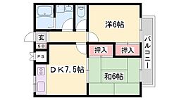 ハイツエスペランサ2 2DKの間取図画像