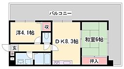 メゾンセルベィル 2DKの間取図画像