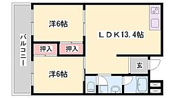 津田ビル 2LDKの間取図画像