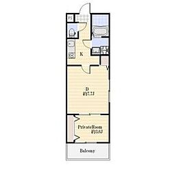 アプローズ加古川 3階1LDKの間取り
