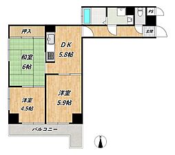 ライオンズマンション魚崎第6 3DKの間取図画像