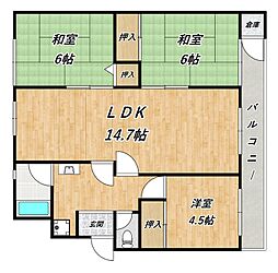 名谷4団地19号棟 3LDKの間取図画像