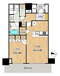 ザ・パークハウス神戸ハーバーランドタワー 1SLDKの間取り
