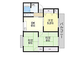 プレミール箕面 3DKの間取図画像