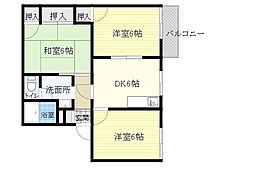 タウニィ北春日丘C 3DKの間取図画像
