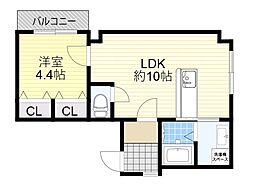 杉本ビル 1LDKの間取図画像