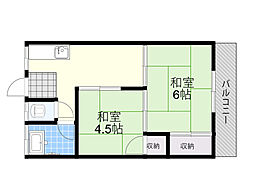 第1吉田文化 2Kの間取図画像