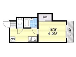 中村十番館 1Kの間取図画像