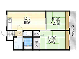 エルムマンション 2DKの間取図画像