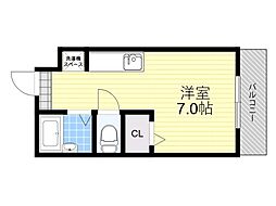 大住マンション ワンルームの間取図画像