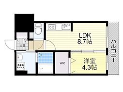 INFINI18吹田昭和町 1LDKの間取図画像
