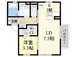 エクセル・ブラン 1LDKの間取図画像