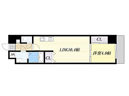 ビエラコート岸部中 1LDKの間取図画像