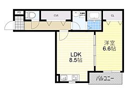 ベルリッジ岸辺A 1LDKの間取図画像