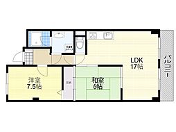 千里関大前コーポラスC棟 2LDKの間取図画像