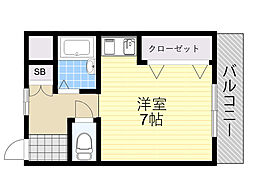 アンフィニィ・橋の内3 ワンルームの間取図画像