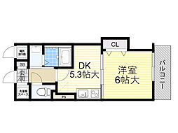 豊里セレニテ 1DKの間取図画像