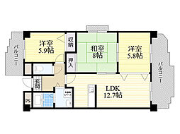 クオリティ五月ケ丘 3LDKの間取図画像