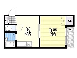 東海マンション 1DKの間取図画像