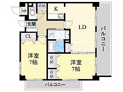 アビタシオン橋本3 2LDKの間取図画像