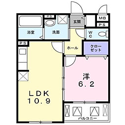 ヴィリダーリウム上山手 1LDKの間取図画像