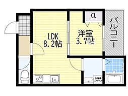 茨木市下穂積2丁目マンション 1LDKの間取図画像