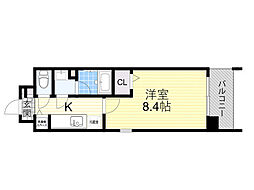 ベルマノワール 1Kの間取図画像