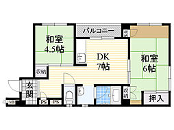 信愛ビル 2DKの間取図画像