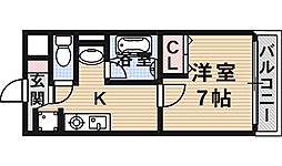 ピュール 1Kの間取図画像