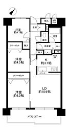 朝日プラザCITYウエストヒル神戸B棟 3LDKの間取図画像