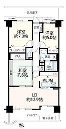 デ・リード宝塚リバービュー 3LDKの間取図画像