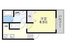 阪急宝塚本線 十三駅 徒歩6分の賃貸アパート 3階1Kの間取り