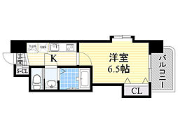 阪急宝塚本線 十三駅 徒歩4分の賃貸マンション 12階1Kの間取り