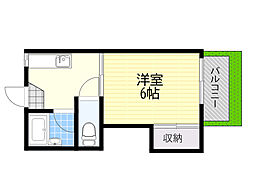 タートルハイツ 1Kの間取図画像