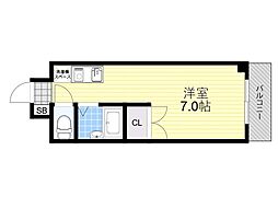 プレリュード江坂 ワンルームの間取図画像