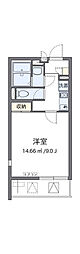 オアシス2 1Kの間取図画像