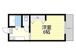 宮山ハイツ 1Kの間取図画像