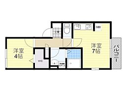 長興寺コーポ 1DKの間取図画像