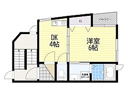 メゾン・クレール 1DKの間取図画像